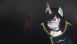 Size: 1024x585 | Tagged: safe, artist:dezdark, pony, chess piece, code geass, code geass lelouch of the rebellion, geass, lelouch vi britannia, magic, ponified, solo
