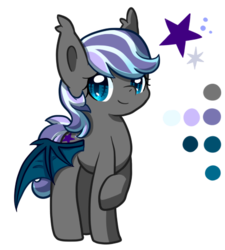 Size: 449x499 | Tagged: safe, artist:cloureed, oc, oc only, oc:star struck, bat pony, pony, reference sheet, simple background, solo, transparent background