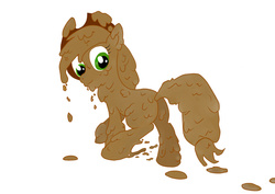 Size: 1024x724 | Tagged: safe, artist:pzkratzer, applejack, earth pony, pony, g4, covered in mud, cute, female, mud, muddy, simple background, solo, wet and messy, white background