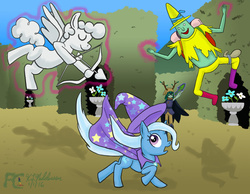 Size: 999x774 | Tagged: safe, artist:kelseyleah, trixie, pony, unicorn, g4, adventure time, crossover, female, magic man, male, mare