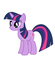 Size: 1026x1104 | Tagged: safe, artist:n238900, trixie, twilight sparkle, pony, unicorn, g4, animated, character to character, comb, cutie mark swap, disguise, eye color change, female, gif, glare, grin, hair dye, hair styling, levitation, magic, makeup, mare, mirror, open mouth, paint, paintbrush, painting characters, palette swap, pony to pony, simple background, smiling, smirk, solo, telekinesis, transformation, vector, white background
