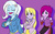 Size: 1134x700 | Tagged: safe, artist:kul, derpibooru exclusive, fuchsia blush, lavender lace, trixie, fanfic:a world of illusions, equestria girls, g4, alternate clothes, background human, female, trixie and the illusions