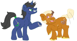 Size: 1024x540 | Tagged: safe, artist:mediponee, oc, oc only, oc:pretzel, oc:sword dancer, earth pony, pony, unicorn