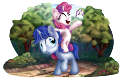 Size: 1700x1100 | Tagged: safe, artist:bobdude0, sweetie belle, oc, g4, commission, ponies riding ponies, riding, singing