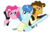 Size: 1024x695 | Tagged: safe, artist:crazynutbob, cheese sandwich, party favor, pinkie pie, earth pony, pony, g4, blaster, energy weapon, female, gun, han solo, handgun, hooves, lightsaber, luke skywalker, male, mare, party trio, princess leia, stallion, star wars, weapon