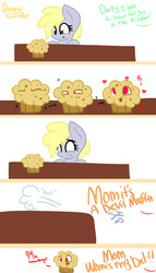 Size: 4000x7000 | Tagged: safe, artist:lynchristina, derpy hooves, g4, :p, :t, comic, crying, cute, eyes on the prize, filly, filly derpy, food, frown, heart, muffin, open mouth, sad, smiling, tongue out, wide eyes, worried