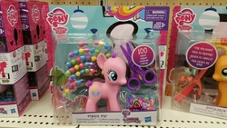 Size: 5312x2988 | Tagged: safe, pinkie pie, g4, fashion style, female, hair styling, irl, photo, toy