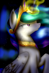 Size: 1024x1536 | Tagged: safe, artist:rubyblossomva, princess celestia, alicorn, pony, g4, female, solo, watermark