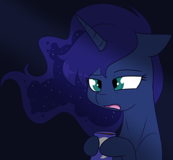 Size: 1280x1176 | Tagged: safe, artist:estrill, princess luna, alicorn, pony, g4, coffee, female, food, hoof hold, mare, open mouth, solo