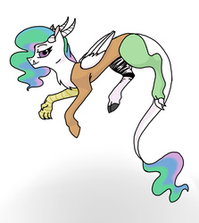 Size: 2136x2392 | Tagged: safe, artist:broohan, princess celestia, draconequus, g4, celestequus, draconequified, female, high res, simple background, solo, species swap, white background