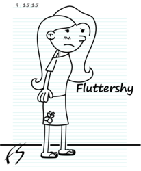 Size: 5100x6200 | Tagged: safe, artist:facelesssoles, fluttershy, human, g4, absurd resolution, diary of a wimpy kid, female, humanized, lined paper, monochrome, solo, style emulation, wimp