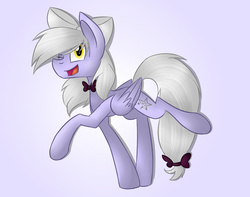 Size: 1024x805 | Tagged: safe, artist:despotshy, oc, oc only, pegasus, pony, bow, bowtie, digital art, female, hair bow, smiling, solo, yellow eyes