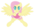 Size: 5163x4168 | Tagged: safe, artist:destinytails, fluttershy, g4, absurd resolution, female, heart, heart eyes, holding, looking at you, simple, smiling, solo, spread wings, wingding eyes