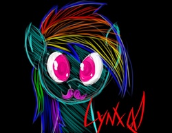 Size: 1017x786 | Tagged: safe, artist:lynx-peregrine, rainbow dash, g4, doodle, female, markiplier, solo, warfstache