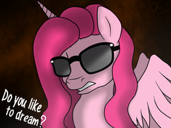 Size: 1024x768 | Tagged: safe, artist:pinkamenascratch, pinkie pie, alicorn, pony, g4, captain jack, female, pinkamena diane pie, pinkamenacorn, pinkiecorn, race swap, solo, song reference, sunglasses, xk-class end-of-the-world scenario