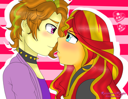 Size: 2200x1700 | Tagged: dead source, safe, artist:rainicornarts, artist:rainicornmagic, adagio dazzle, sunset shimmer, equestria girls, g4, allegro amoroso, blushing, duo, equestria guys, female, half r63 shipping, male, rule 63, ship:sunllegro, ship:sunsagio, shipping, straight