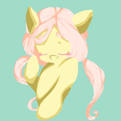 Size: 1000x1000 | Tagged: safe, artist:plushminky, fluttershy, pegasus, pony, g4, alternate hairstyle, bust, eyebrows, eyes closed, female, lineless, portrait, simple background, solo