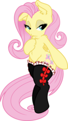 Size: 6000x10713 | Tagged: safe, artist:dfectivedvice, artist:mactavish1996, fluttershy, pegasus, pony, semi-anthro, g4, absurd resolution, arm hooves, chest fluff, clothes, ear fluff, female, legs together, ribbon, simple background, socks, solo, transparent background, vector