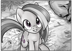 Size: 2199x1551 | Tagged: safe, artist:pencils, marble pie, earth pony, pony, comic:anon's pie adventure, g4, cropped, cute, daaaaaaaaaaaw, female, looking at you, looking up, looking up at you, marblebetes, mare, pencils is trying to murder us, smiling, solo, weapons-grade cute, when she smiles