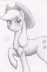 Size: 4600x6984 | Tagged: safe, artist:dj-black-n-white, applejack, g4, absurd resolution, female, monochrome, solo