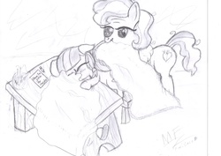 Size: 3509x2481 | Tagged: safe, charity kindheart, coco pommel, g4, female, filly, high res, monochrome, traditional art, younger