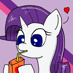 Size: 1000x1000 | Tagged: safe, artist:mister-true, rarity, g4, askfillyrarity, female, filly, food, juice, juice box, solo