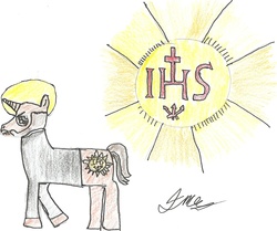 Size: 1280x1070 | Tagged: safe, artist:javierman, oc, pony, unicorn, ponified, saint ignatius of loyola, simple background, traditional art, white background