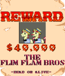 Size: 576x672 | Tagged: safe, flam, flim, g4, duo, flim flam brothers, konami, parody, pixel art, pixelated, simple background, sunset riders, transparent background, wanted poster