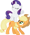 Size: 4997x5876 | Tagged: safe, artist:aureai, applejack, rarity, pony, unicorn, g4, magic duel, my little pony: friendship is magic, .svg available, absurd resolution, blank flank, duo, duo female, eyes closed, female, filly, mare, ponies riding ponies, rarity riding applejack, riding, simple background, transparent background, vector