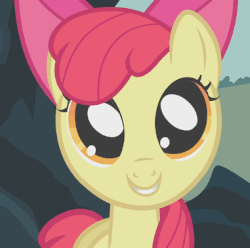 Size: 381x378 | Tagged: safe, screencap, apple bloom, call of the cutie, g4, animated, eye shimmer, female