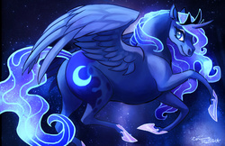 Size: 1280x828 | Tagged: safe, artist:calonarang, princess luna, g4, blue, female, looking back, portrait, solo