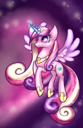 Size: 1024x1583 | Tagged: safe, artist:celliron, princess cadance, g4, female, flying, solo