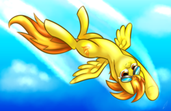 Size: 5100x3300 | Tagged: safe, artist:celliron, spitfire, g4, absurd resolution, armpits, female, flying, goggles, solo, upside down