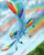 Size: 1024x1280 | Tagged: safe, artist:biakela, rainbow dash, g4, colored wings, female, fluffy, flying, grin, large wings, multicolored wings, rainbow wings, solo, spread wings, unshorn fetlocks, wings