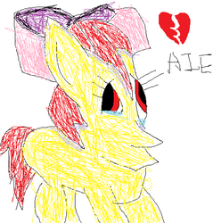 Size: 498x522 | Tagged: safe, apple bloom, g4, 1000 hours in ms paint, crying, heart, rosek bloom, simple background, white background, wtf