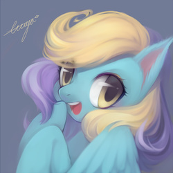 Size: 546x546 | Tagged: safe, artist:ciciya, oc, oc only, pegasus, pony, looking at you, open mouth, portrait, smiling, solo