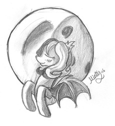 Size: 1108x1204 | Tagged: safe, artist:mintychip, oc, oc only, oc:cherry doodle, bat pony, pony, moon, solo