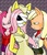 Size: 830x963 | Tagged: safe, applejack, fluttershy, pinkie pie, anthro, g4, crossover, heather mason, maria (silent hill), nurse, parody, ponified, silent hill