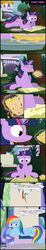 Size: 1786x9658 | Tagged: safe, artist:toxic-mario, rainbow dash, twilight sparkle, pegasus, pony, unicorn, g4, book, comic, crying, female, filly, filly twilight sparkle, food, misspelling, quesadilla, they're just so cheesy, twilight's castle, unicorn twilight, unimpressed, younger