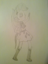 Size: 972x1296 | Tagged: safe, artist:yateworldorder, rarity, equestria girls, g4, boots, clothes, female, pencil, sketch, skirt, solo