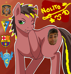 Size: 873x915 | Tagged: safe, edit, oc, oc only, earth pony, pony, 1000 hours in ms paint, cadiz cf, donut steel, fc barcelona, football, logo, ms paint, nolito, recolor, solo, spain, wink