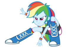 Size: 3307x2376 | Tagged: dead source, safe, artist:wolfie-blitz, rainbow dash, equestria girls, g4, my little pony equestria girls: friendship games, boots, clothes, compression shorts, female, high res, incomplete, simple background, skirt, socks, solo, transparent background, vector