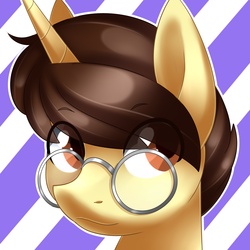 Size: 4500x4500 | Tagged: safe, artist:scarlet-spectrum, oc, oc only, oc:ethereal divide, pony, unicorn, absurd resolution, bust, colored pupils, glasses, portrait, smiling, solo