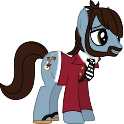 Size: 1193x1193 | Tagged: safe, artist:lightningbolt, derpibooru exclusive, earth pony, pony, g4, .svg available, a fever you can't sweat out, beard, clothes, eyeliner, facial hair, flip-flops, jon walker, makeup, male, necktie, panic! at the disco, ponified, shirt, show accurate, simple background, solo, stallion, suit, svg, transparent background, vector