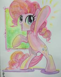 Size: 1080x1349 | Tagged: safe, artist:sara richard, pinkie pie, earth pony, pony, g4, bipedal, female, solo, traditional art