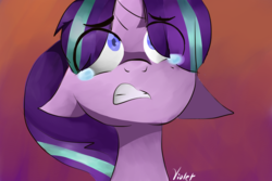 Size: 3000x2000 | Tagged: safe, artist:melanie-violet, starlight glimmer, g4, crying, female, floppy ears, high res, solo