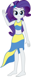 Size: 2243x5487 | Tagged: safe, artist:osipush, rarity, human, equestria girls, g4, barefoot, belly button, commission, cute, eqg giants, feet, female, flash puppet, giantess, high res, looking at you, macro, midriff, old version, ponied up, raribetes, smiling, solo, updated, waving