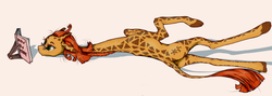 Size: 1280x458 | Tagged: safe, artist:madhotaru, oc, oc only, oc:twiggy, giraffe, book, butt, concave belly, floppy ears, glasses, long legs, long neck, lying down, non-pony oc, on side, plot, reading, simple background, slender, solo, thin, twisted neck