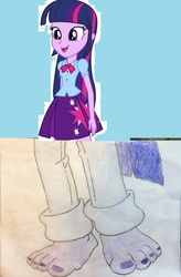 Size: 933x1422 | Tagged: safe, artist:richarddawson, twilight sparkle, equestria girls, g4, 1000 years in photoshop, barefoot, feet, female, foot fetish, foot focus, nail polish, sketch, solo, twilight sparkle (alicorn), wat