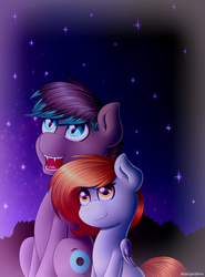 Size: 2000x2700 | Tagged: safe, artist:spirit-dude, oc, oc only, pony, duo, high res, stargazing